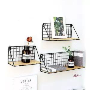 다용도 원목선반 미니 철제 벽선반 우드 무타공wxy140