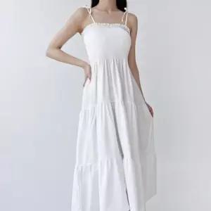 [리빌모아]여자 튜브탑 끈나시 스모크 롱 원피스 DJW-OPS-SGSSDR100-화이트