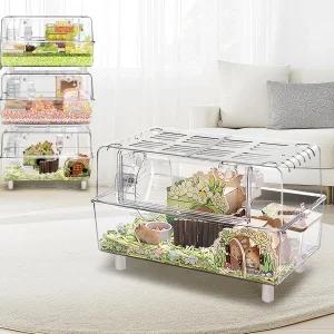 모든 액세서리가 있는 아크릴 햄스터 케이지 스탠드가 왜소 애완용 쥐를 위한 시리아 마우스 다육질 스타일