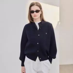 [리안뉴욕] 26신상 스틸 버튼 니트 자켓_네이비