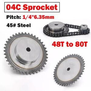 롤러 드라이브 톱니 45 25 스프로킷 체인 80 1개 04C 강철 48 35MM 피치