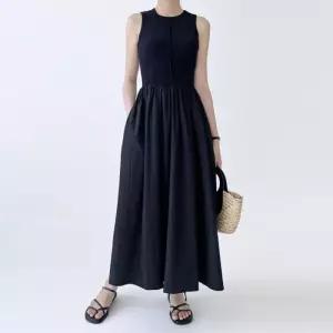 [리빌모아]여자 플레어 레이어드 민소매 롱 원피스 DJW-OPS-SGSSND62-카키