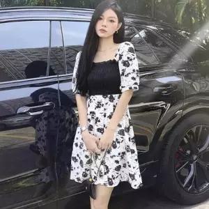 [리빌모아]여자 스퀘어 주름 로즈 패치 원피스 JSW-OPS-SP0000CNS-화이트