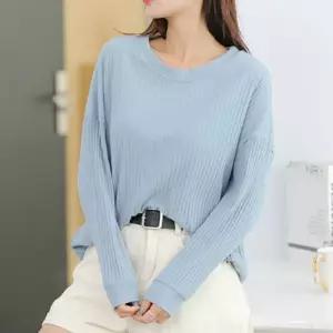 여성 캡내장 긴팔 골지 티셔츠 캡내장 이너 노브라티