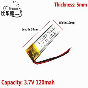 리터 에너지 배터리 3.7V 120mah 501030 LED GPS DVD MP5 시계 리튬 폴리머 LiPo 충전식