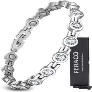 여성용 페라코 마그네틱 팔찌 네오디뮴 자석 및 반짝이는 크리스탈이 포함된 티타늄 스틸 보석 선물