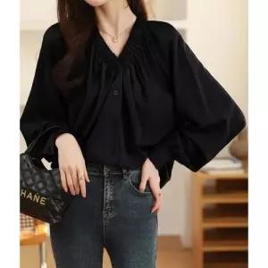 F007114_셔링V넥 루즈핏블라우스 아이스셔츠 루즈핏