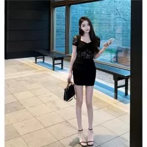 헐크 여자 원피스 넥 나사 슬림 레이스 힙 펀칭 KKE1