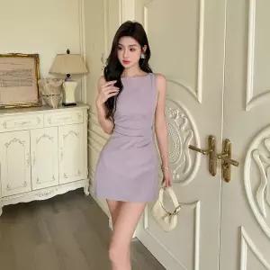 엘럽 여름 원피스 스커트 여성용 H라인 보트넥 원턱 원템2