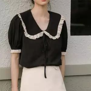 데일리블라우스 카라블라우스 레이스 카라 리본