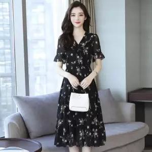 [리빌모아]여자 엘레강스 슬리브 쉬폰 반팔 원피스 JSW-OPS-SP0000COF-블랙