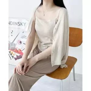 [리빌모아]여자 나시 가디건 세트 여성가디건 DJW1-CAS-S2LCBB1022-머스타드