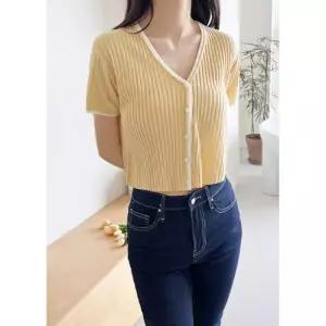 [리빌모아]여자 반팔 니트 골지 가디건 하객룩 원피스 자켓 트위드자켓 여성가디건DJW