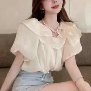 [리빌모아]여자 쉬폰 오프 프릴 반팔 블라우스 JSW1-BLH-SP0000CRL