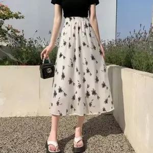 [NS홈쇼핑]여성 플라워 쉬폰 밴딩 롱스커트 A라인 데일리 치마 여름[35849782]
