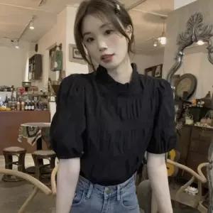 [리빌모아]여자 썸머 프렌치 퍼프 반팔 블라우스 JSW-BLH-SP0000CEH-블랙