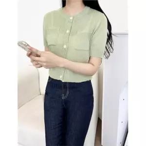 [리빌모아]여자 반팔 크롭 니트 가디건 DJW1-CAH-S2LCBB1053-베이지