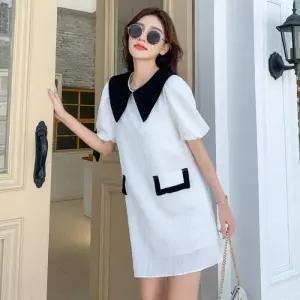 [리빌모아]여자 배색 빅카라 트윗 미니 원피스 JSW1-OPS-SP0000BVV