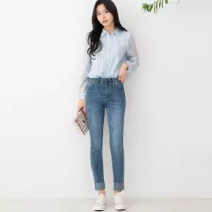 [리빌모아]여자 롤업 워싱 스키니 청바지 하이웨스트 블랙진 밴딩 스판 데님 팬츠 여