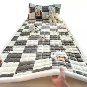 체크 극세사 누빔 그레이 요패드 패드 겨울용 스트라이프 기모 침대 벨벳