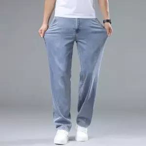 EAMT 남성 루즈핏 스판 라이셀 쿨링 얇은 빅사이즈 청여름 청바지 YJ1