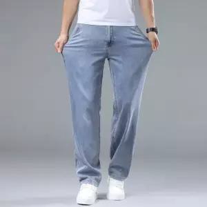 EAMT 남성용 청여름 청바지 루즈핏 스판 빅사이즈 얇은 쿨링 라이셀 YJ1