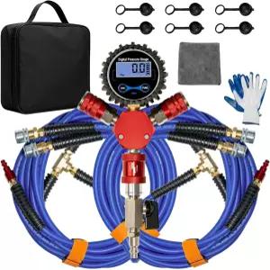 밀라도 4방향 타이어 인플레이터 인플레이션 디플레이션 시스템 4개 공기 상승 오프로드 게이지 포함 트럭
