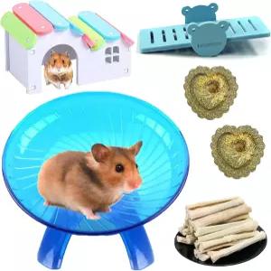 하밀레이 햄스터 플라잉 소서 무성 마우스 휠 작은 저빌 달리기 운동 장난감 키트 레인보우 하우스 시소