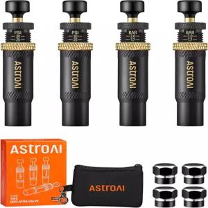 AstroAI 타이어 디플레이터 키트 4팩 오프로드 차량 SUV 4x4용 10-30 PSI 조절 가능 밸브 캡 지퍼 클로저