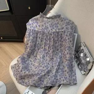 EAMT 여름 빈티지 여사친 민소매 블라우스 프린트 모시 셔츠 톱 EUNG2