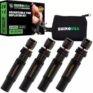 Rhino USA 조절식 타이어 디플레이터 키트 10-30 PSI 오프로드용 궁극의 스크류 온 자동 - 트레일용 빠르고