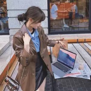 EAMT 여성용 검정 브라운 가죽 자켓 스림 오버 트랜디룩 EUNG3