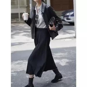 EAMT 여친 검정 빈티지 재킷 가죽 점퍼 루즈핏 코트 숏 레더 앤티크 마이야르 EUNG1