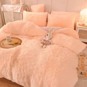 극세사 겨울 이불세트 장모 두꺼운 침구세트 양면 털 부드럽고 양털