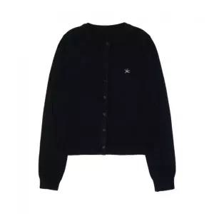 THE COLDEST MOMENT TCM mini logo knit cardigan black