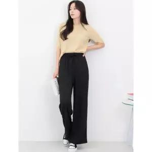 [리빌모아]여자 와이드 밴딩 골지 바지 밴딩팬츠 츄리닝 카고바지 조거팬츠 와이드팬