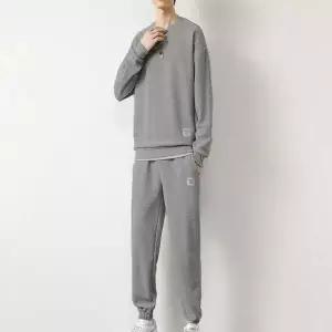 [골드스마일]남성 2컬러 캐주얼 와플 패턴 맨투맨 조거팬츠 세트