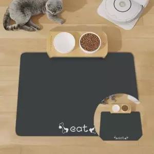 [반려] 강아지식탁 챠콜 뼈다귀 식기매트 규조토 강아지식기매트규조토 80x50cm