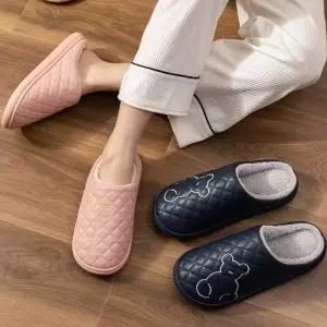 [골드스마일]곰돌이 자수 털슬리퍼 여성 남성 털실내화 겨울슬리퍼