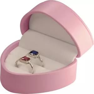 결혼식 및 약혼식을 위한 LAODA 하트 모양 더블 커플 링 박스 - 당일 여성 남성을 프리미엄 PU 가죽 2 슬롯