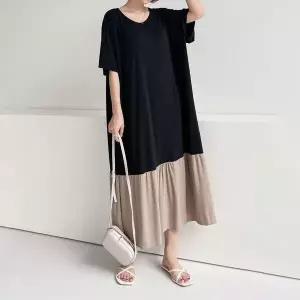 [하프클럽/셀러허브_여성트랜드패션]빅사이즈 604 데일리스판배색원피스 DGL