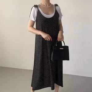 [하프클럽/셀러허브_여성트랜드패션]빅사이즈 604 도트매니아끈나시원피스