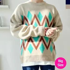 [179st]2L-OTT 1019 남자빅사이즈하트배색니트