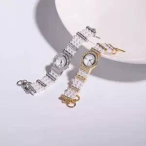 [셀러에이드]시후주얼리 크리스탈 진주 세 줄 시계팔찌 WL277W