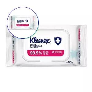 쌍문상회 지금 필요한 크리넥스 안심 물티슈 캡형 60매 4P 휴대용 물휴