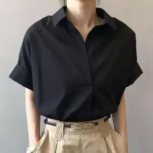 오픈카라 루즈핏 무지 5부반팔 셔츠블라우스 카라셔츠
