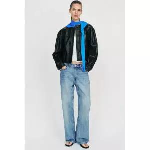 ZARA 벌룬 페이크 레더 점퍼 - 블랙 6318/037/800 146733