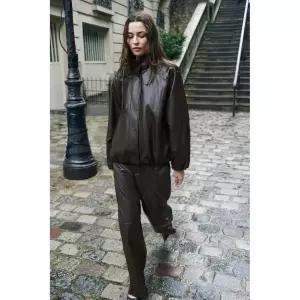 ZARA 페이크 레더 하이넥 점퍼 - 다크 브라운 6318/025/716 146658