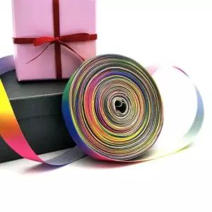 공단롤 리본 포장 단면 19mm 끈 공단리본 무지개 공단롤