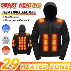 발열조끼 온열 난방 후드티 29개 구역 4개 스위치 3단계 야외 실내 작업 하이킹